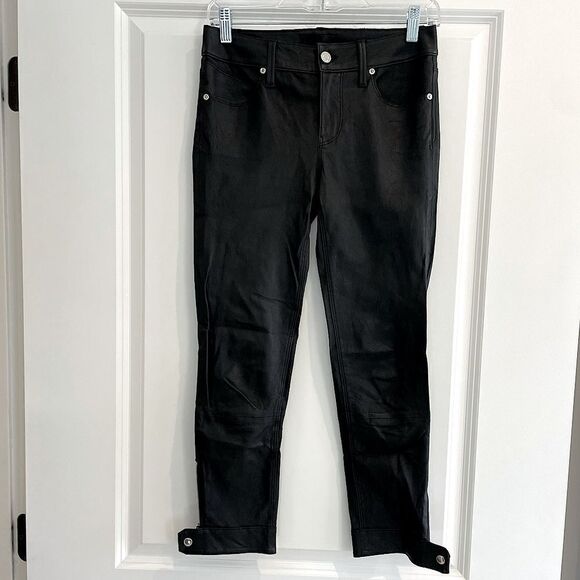EUC RtA 100% Lamb Leather Pants Cropped Button Sz. 25 - Picture 1 of 7